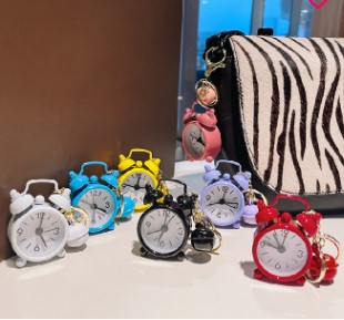 Mini alarm clock key chain pendant creative car Ladies Bag key Ring small gift - Key Ring