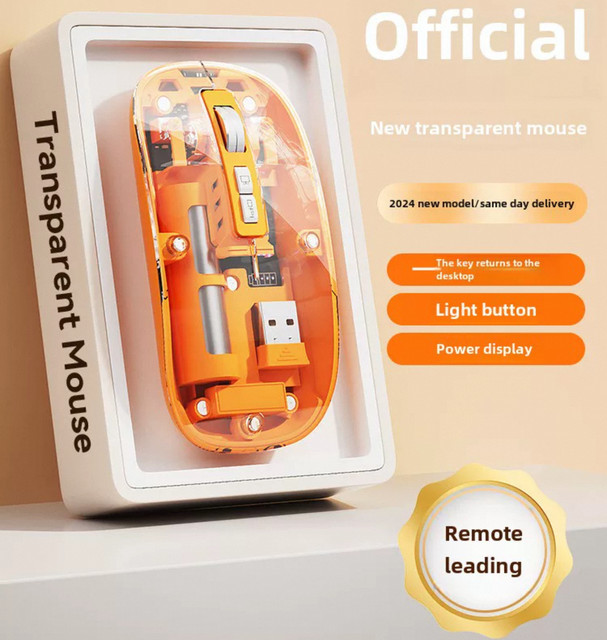 Transparent Crystal 2.4G + Bluetooth Magnetic Wireless Mouse- White Color